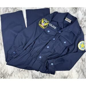 Police Officer Costume Boys Size Small 4-6 One Piece Patches Blue Halloween